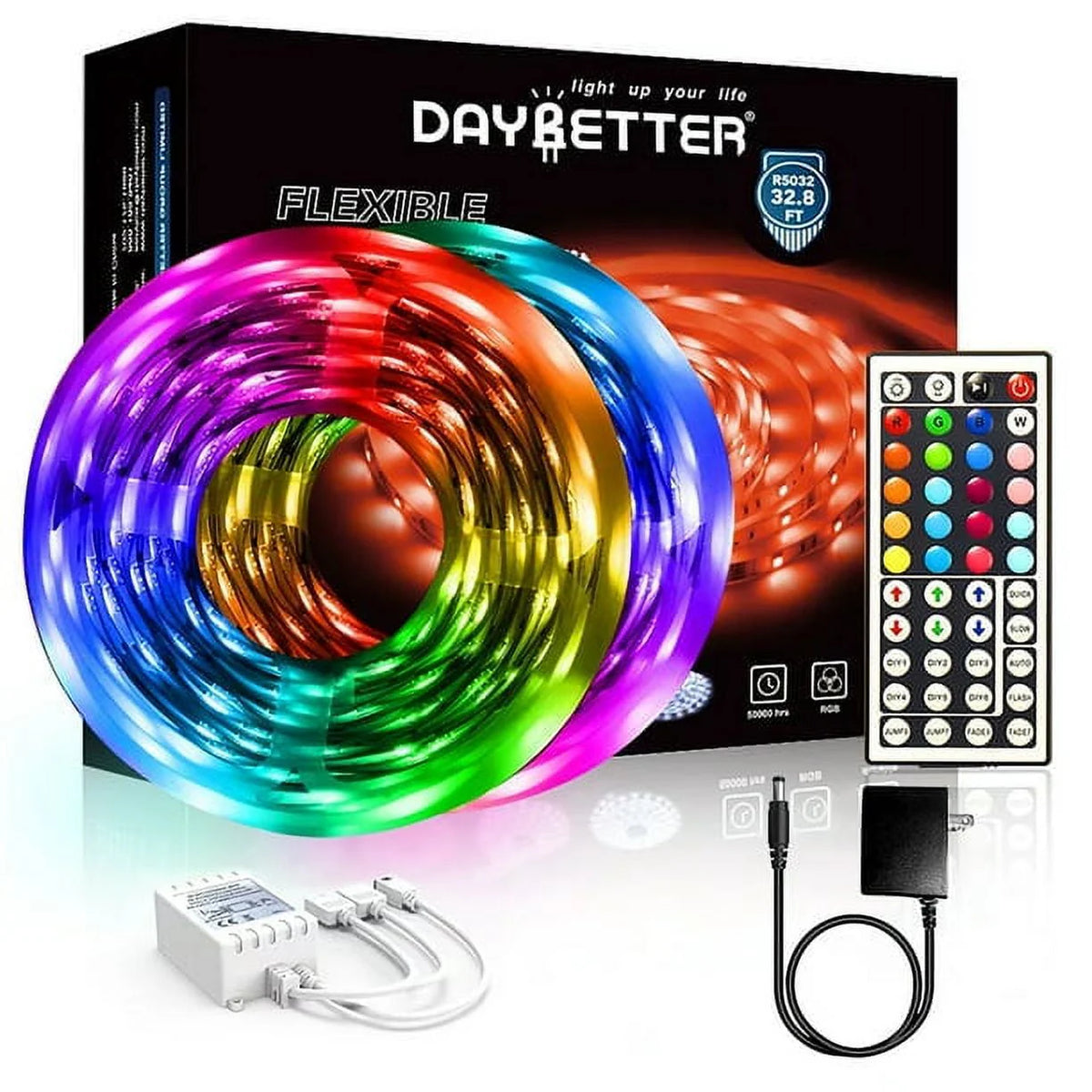LED Strip Light 32.8ft with Remote Control and 12V Power Supply Q26389