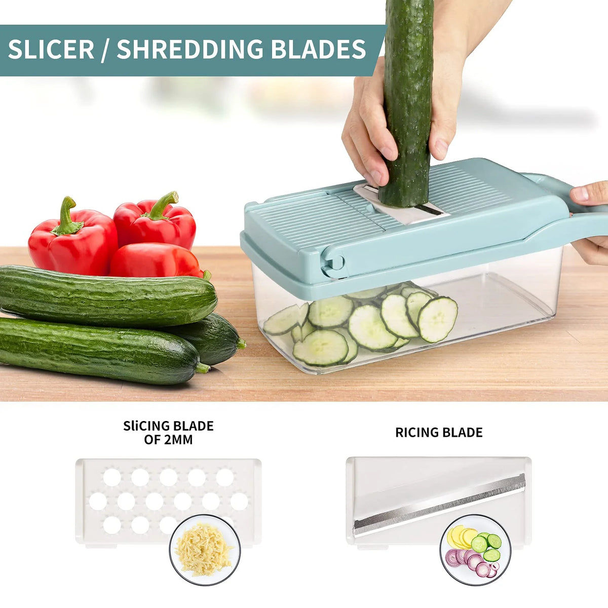 13-in-1 Vegetable Chopper with 8 Blades Z19072