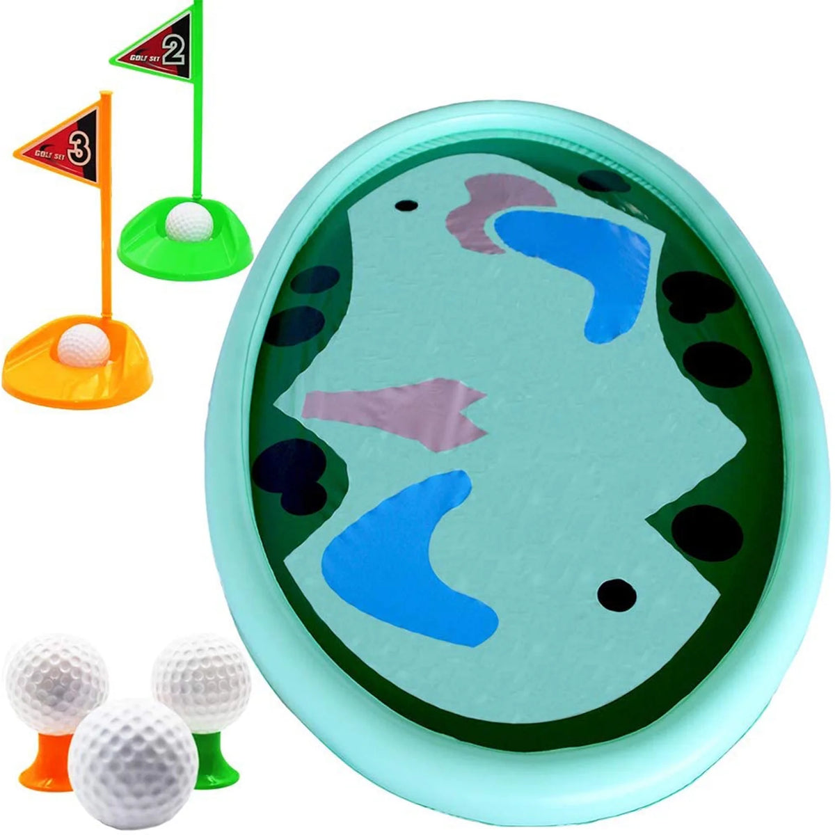 Inflatable Pool Golf Game with 10 Balls, 2 Holes, and 2 Flag T705129