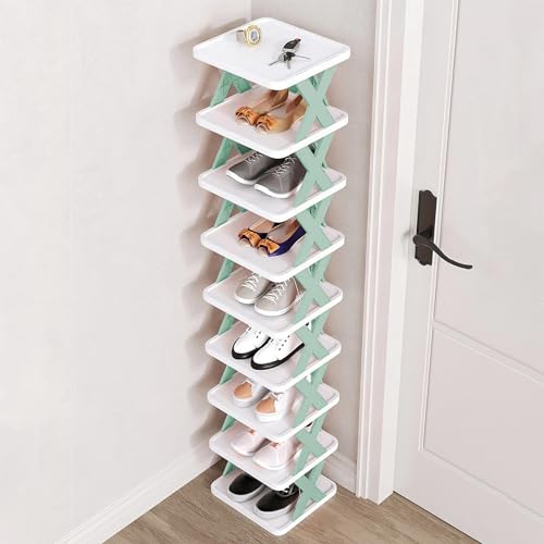 9 Tiers Narrow Blue Shoe Rack I600