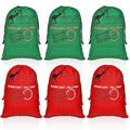 6 Packs Large Cotton Canvas Christmas Bag With Drawstrings D790