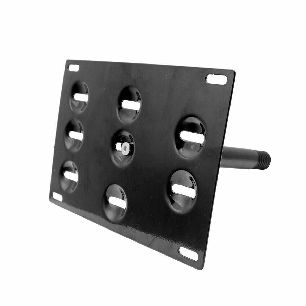 Black No Drill Tow Hook License Plate Mounting Bracket Adapter Kit M6857