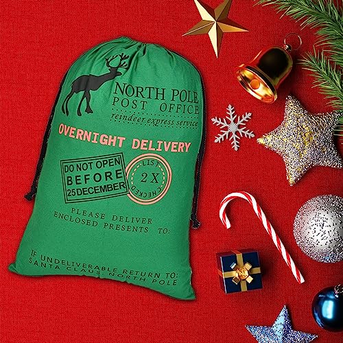6 Packs Large Cotton Canvas Christmas Bag With Drawstrings D790