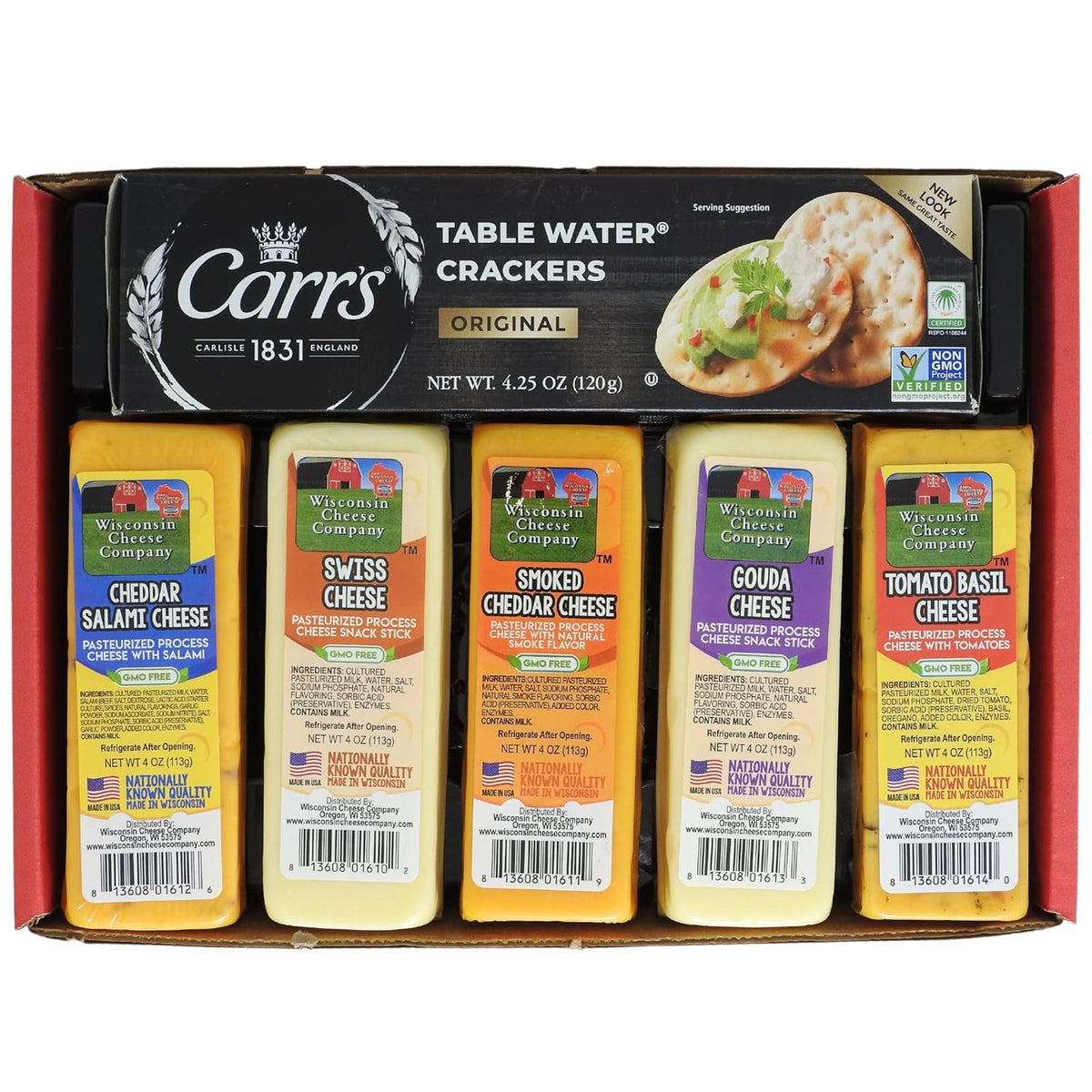 100% Wisconsin Cheese & Cracker Gift Basket, Pack of 5 Blocks D862