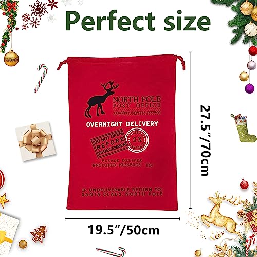 6 Packs Large Cotton Canvas Christmas Bag With Drawstrings D790