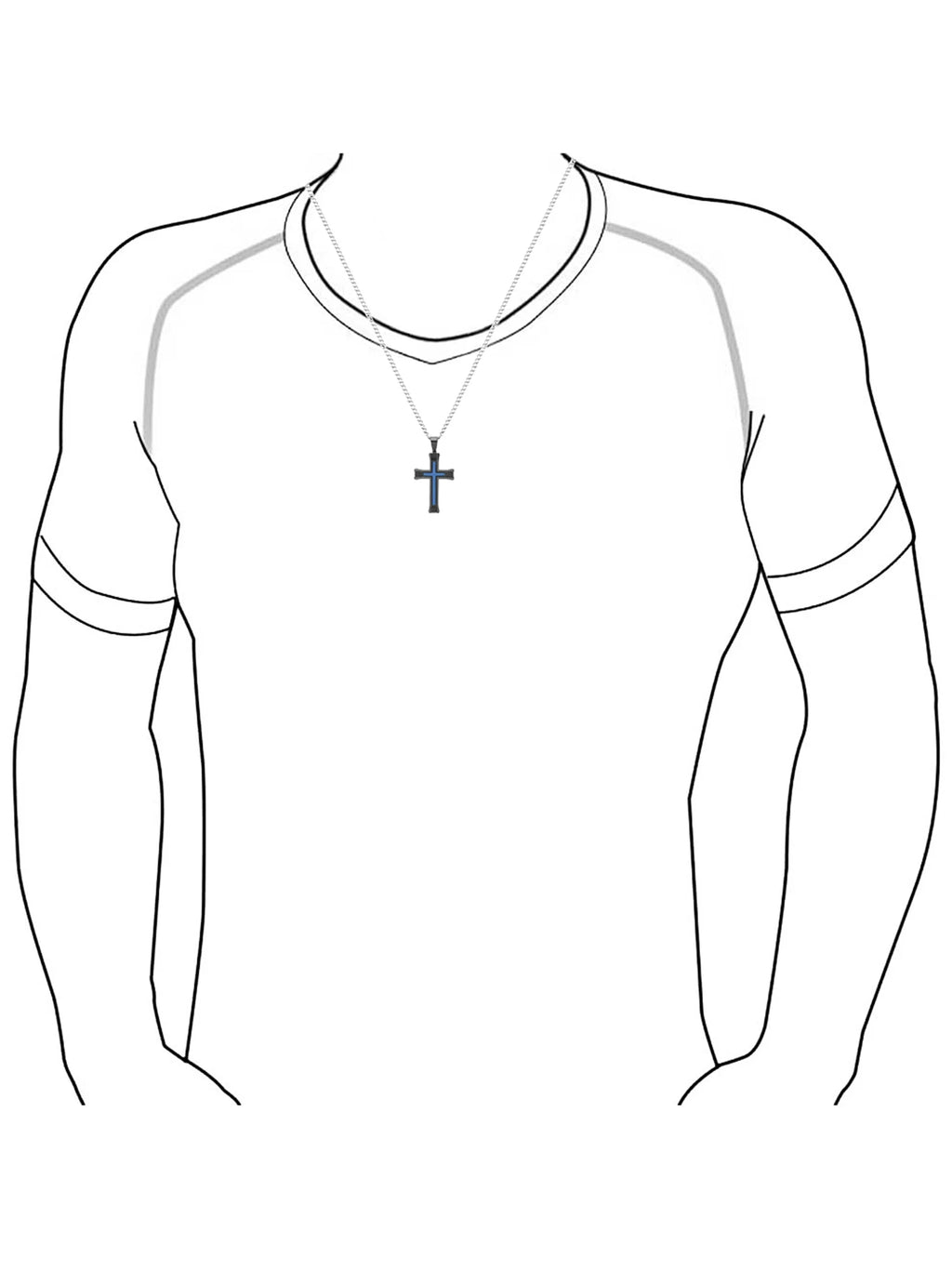 Black and Blue Stainless Steel Cross Pendant Necklace G487
