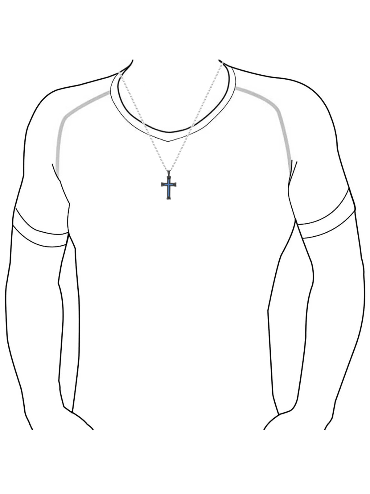 Black and Blue Stainless Steel Cross Pendant Necklace G487