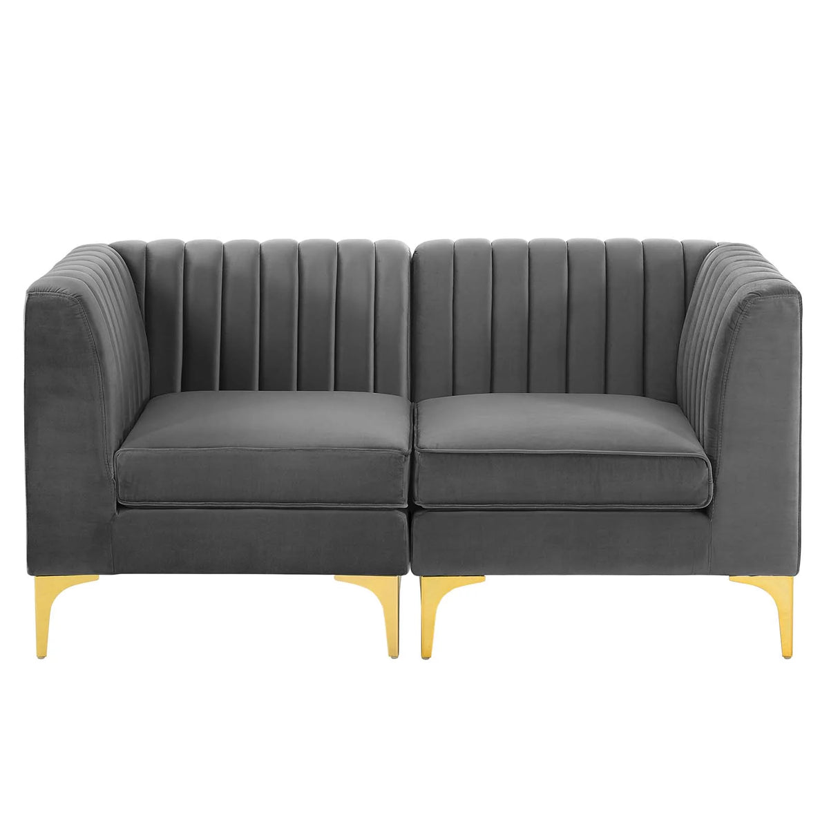 Gray Channel Tufted Performance Velvet Loveseat L757