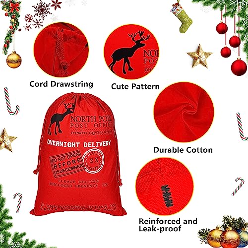 6 Packs Large Cotton Canvas Christmas Bag With Drawstrings D790