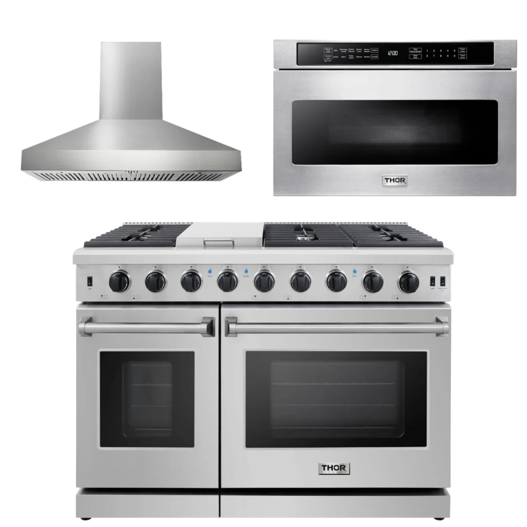 48 Gas Range, Range Hood, Microwave N535