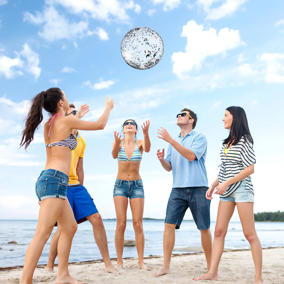 2 Pcs Inflatable Beach Balls with Air Pump O155