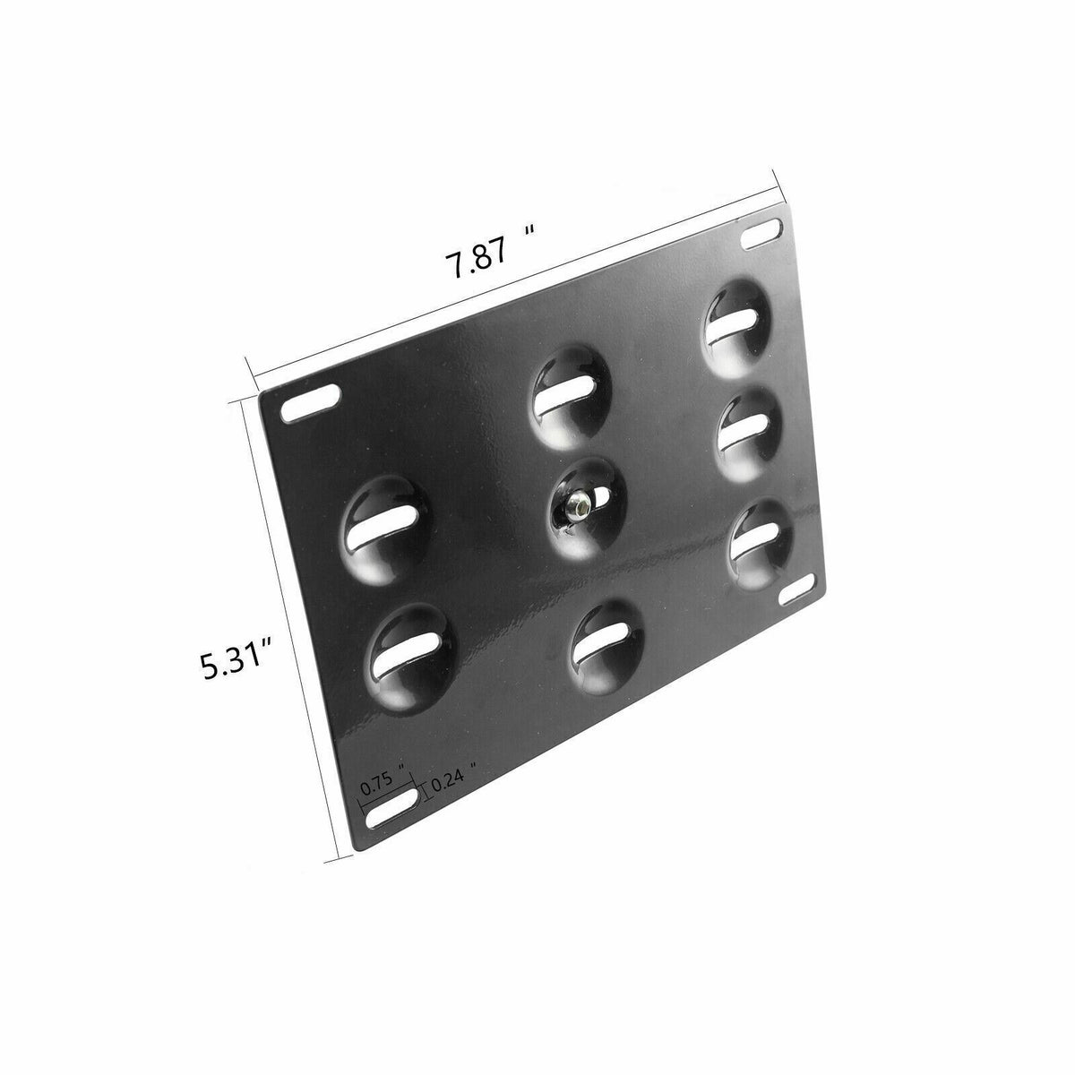 Black No Drill Tow Hook License Plate Mounting Bracket Adapter Kit M6857