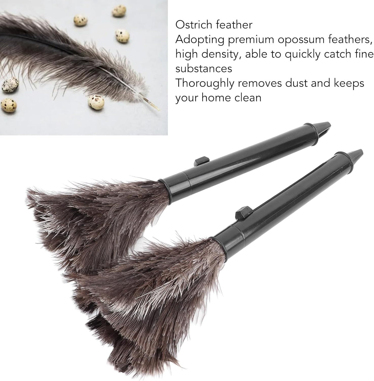 Ostrich Feather Duster Retractable Extendable Handheld G15975