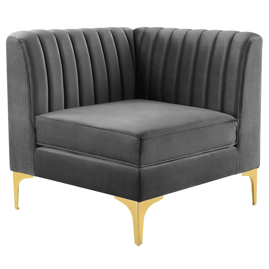 Gray Channel Tufted Performance Velvet Loveseat L757