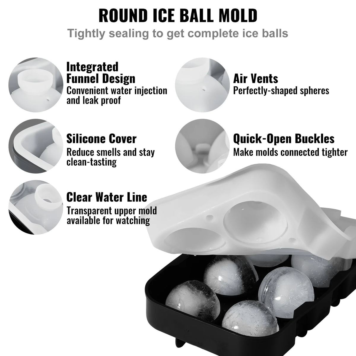 Silicone Ice Cube Tray with Lid 2 Packs Q180