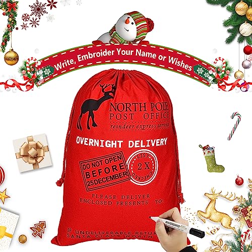 6 Packs Large Cotton Canvas Christmas Bag With Drawstrings D790