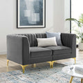 Gray Channel Tufted Performance Velvet Loveseat L757