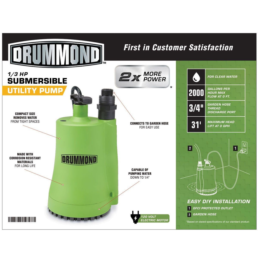 1/3 HP Submersible Utility Pump 2000 GPH O640441