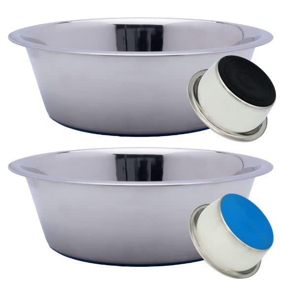 Stainless Steel Dog Bowl Set of 2 with Silicone Non-Skid Base J11305