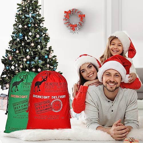 6 Packs Large Cotton Canvas Christmas Bag With Drawstrings D790