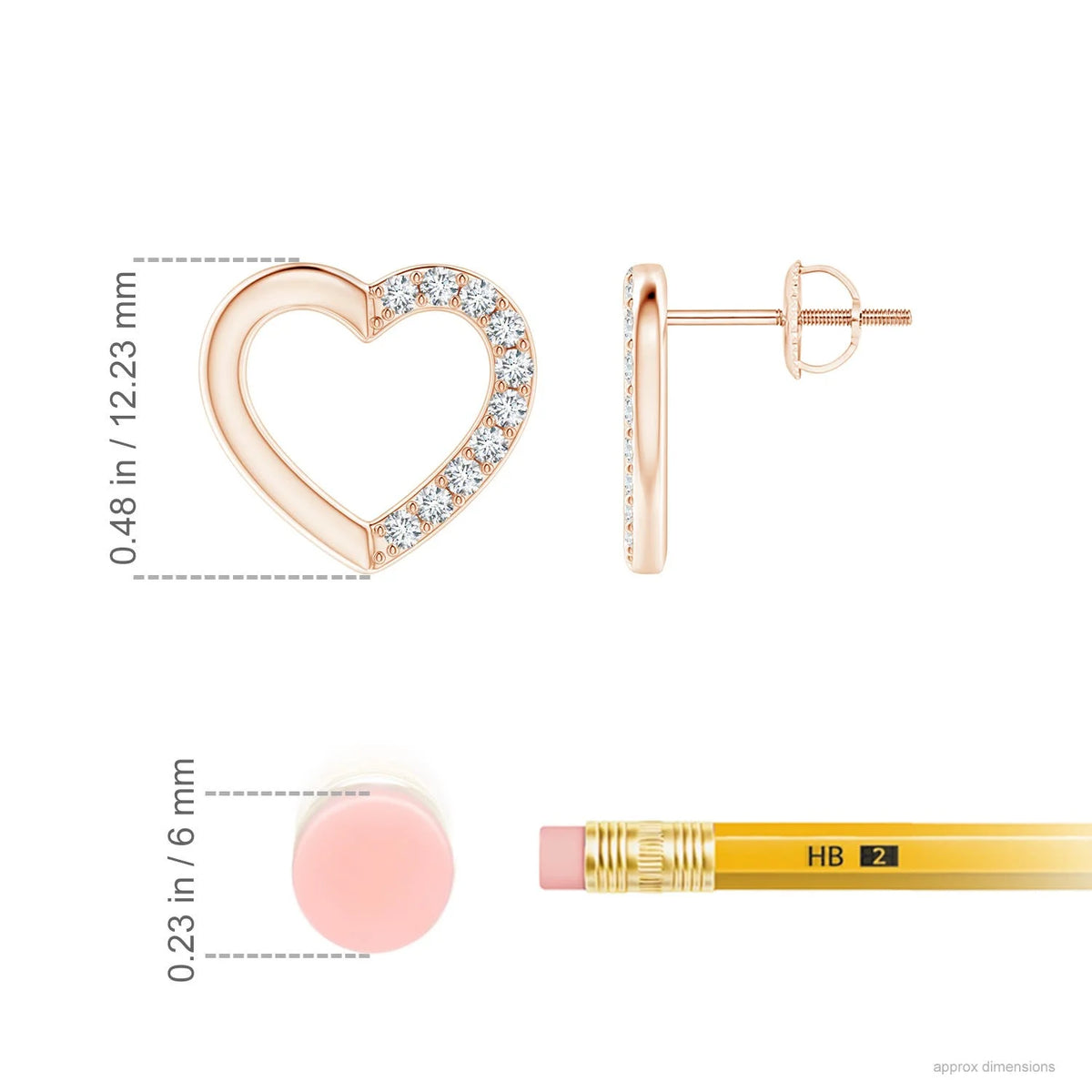 14K Rose Gold Diamond Stud Earrings R291008