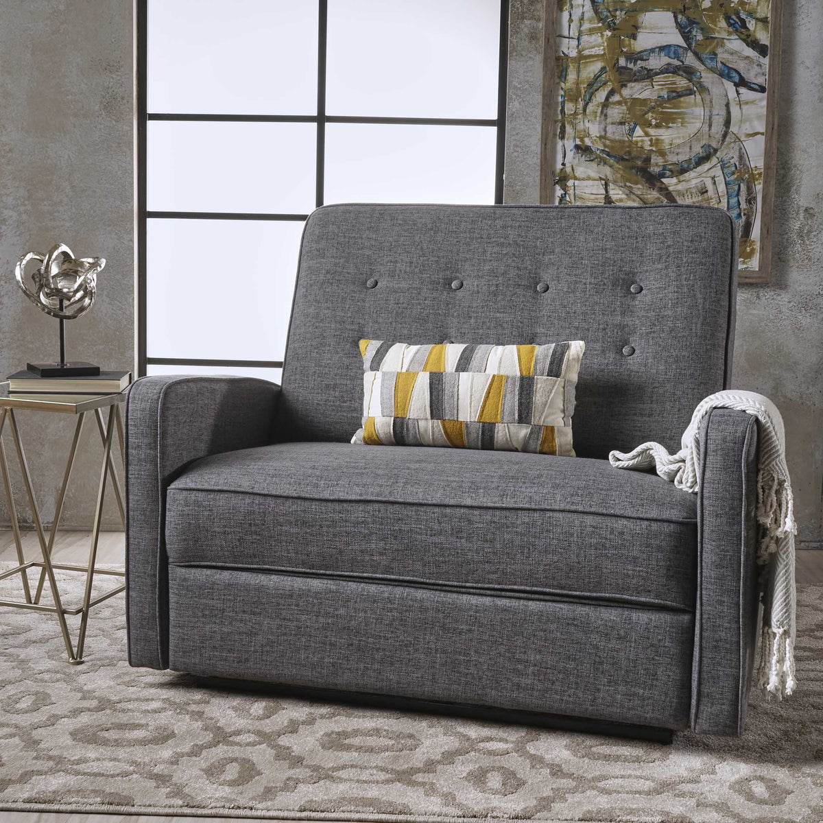 Gray Fabric Reclining Loveseat A78382