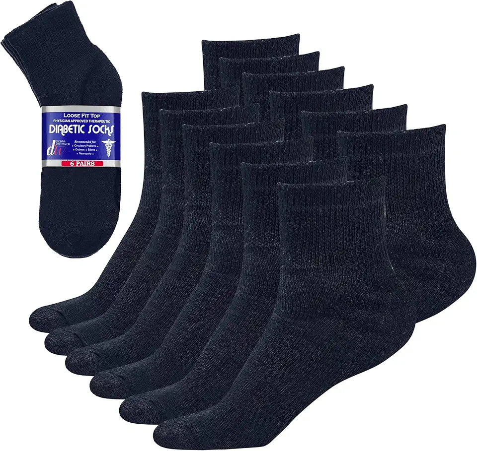 Navy Non-binding Loose Fit Ankle Socks 6 Pairs N6995
