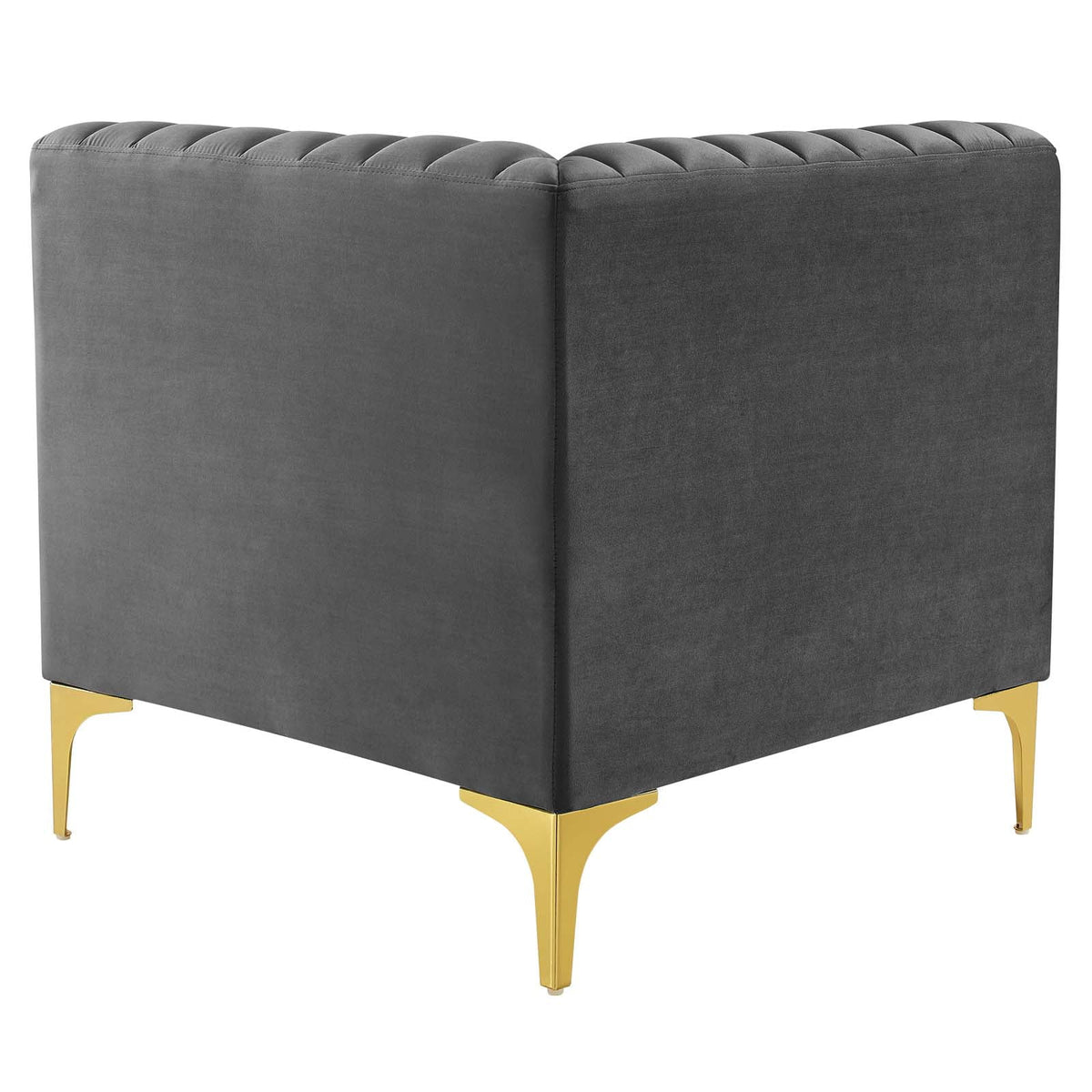 Gray Channel Tufted Performance Velvet Loveseat L757