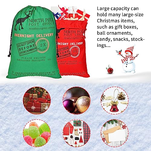 6 Packs Large Cotton Canvas Christmas Bag With Drawstrings D790