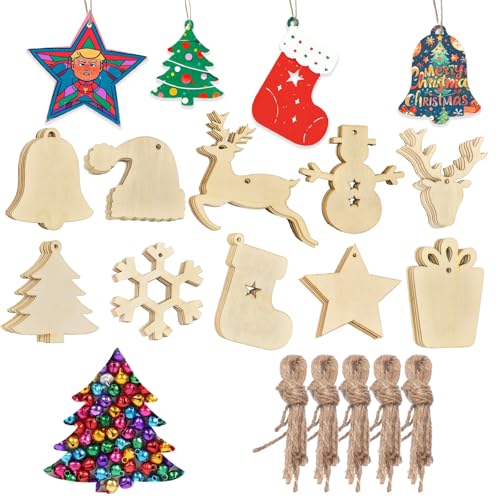 50pcs Unfinished Wood Slice Christmas Ornaments V814