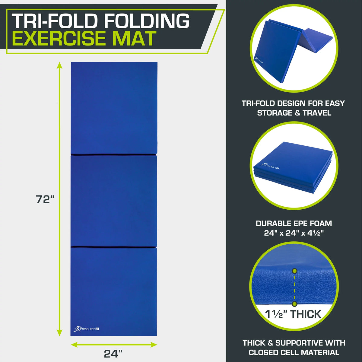 Tri-Fold Folding Gymnastics Mat 6'x2' X4859