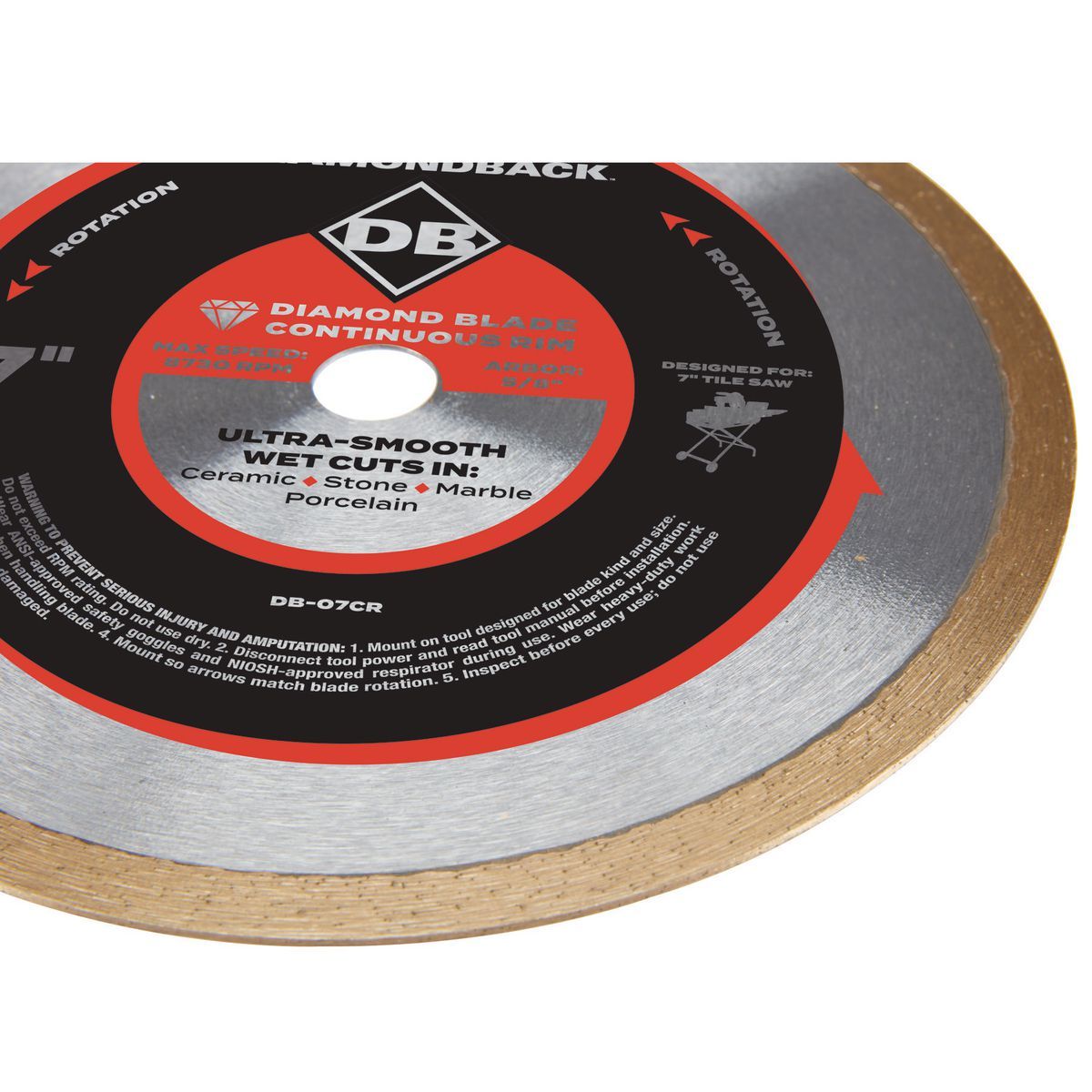 7 in. Continuous Rim Wet or Dry Cut Diamond Blade H218