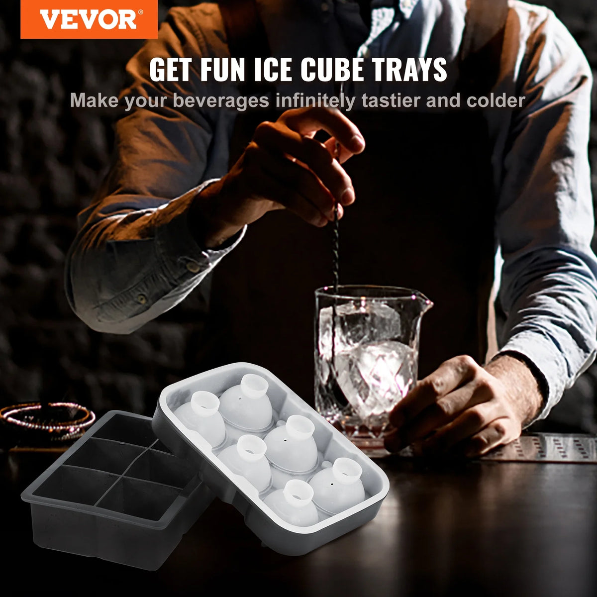 Silicone Ice Cube Tray with Lid 2 Packs Q180