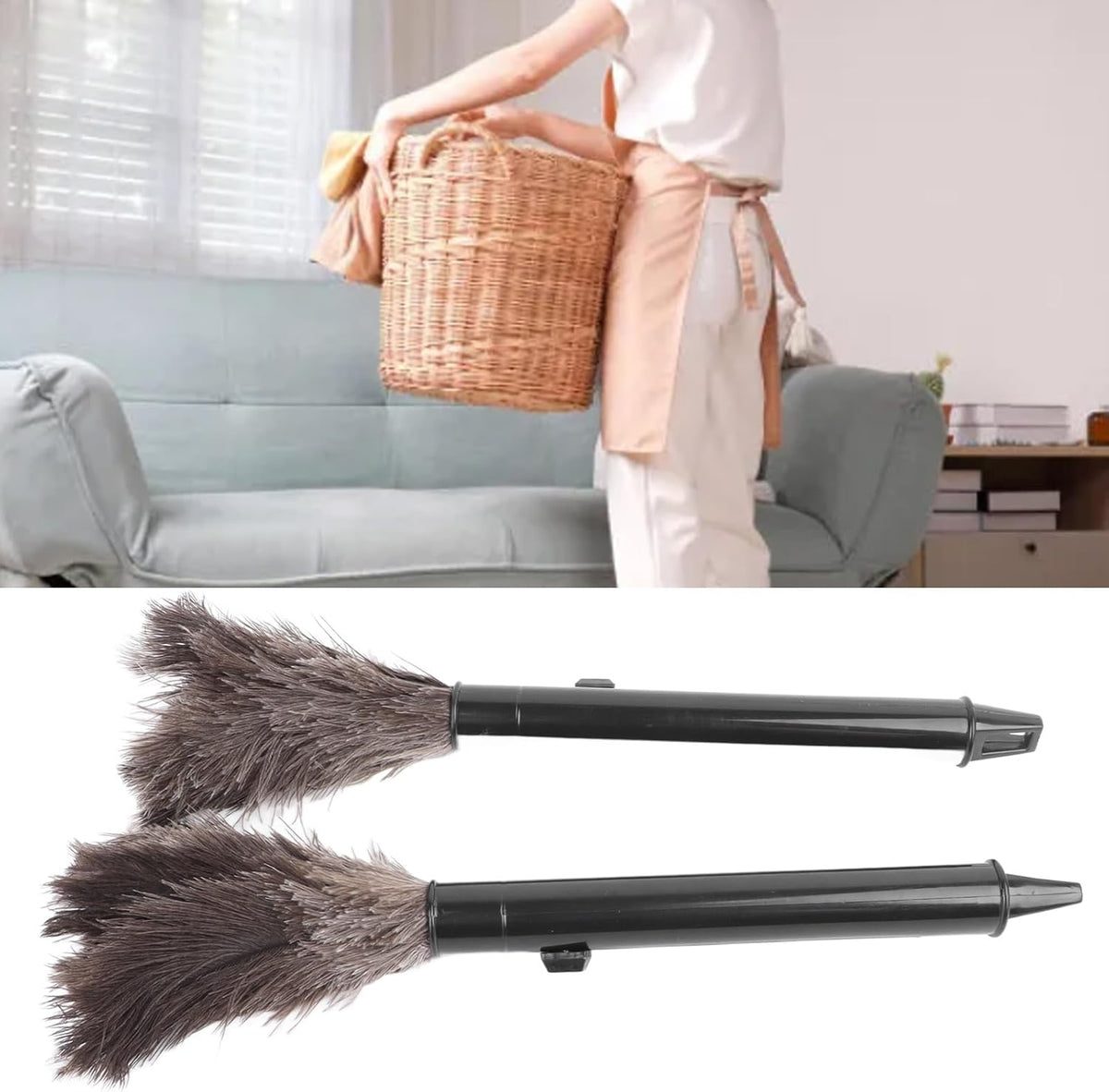 Ostrich Feather Duster Retractable Extendable Handheld G15975