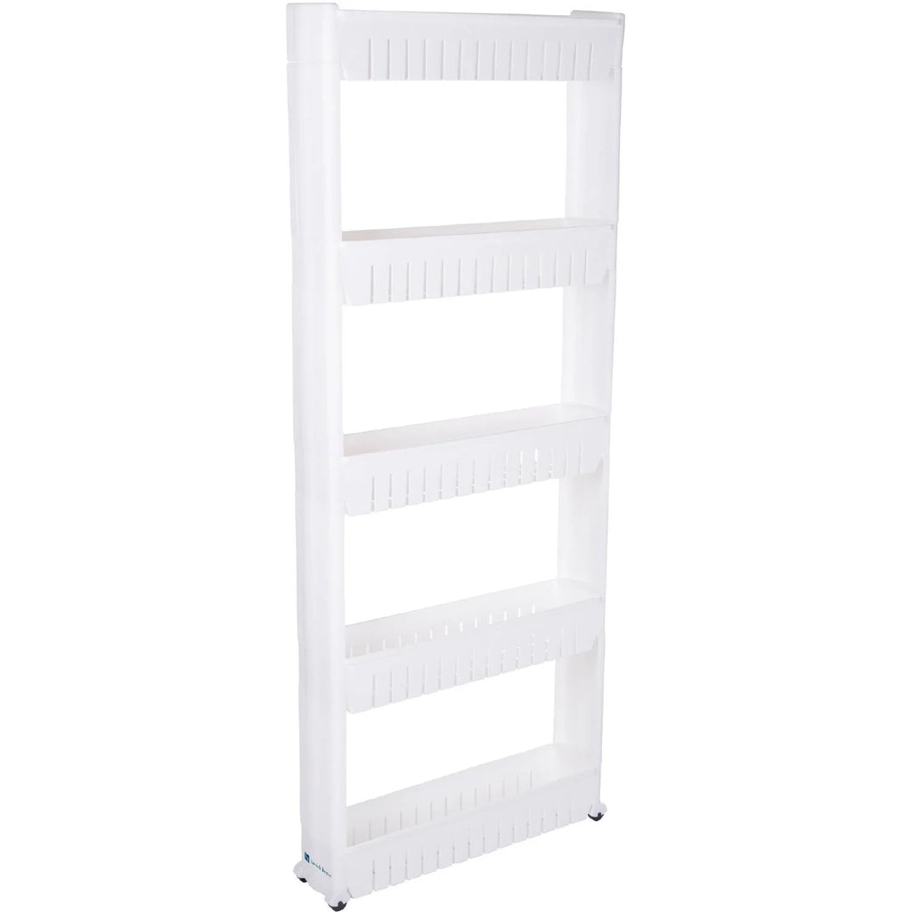 5-Tier White Plastic Rolling Pantry Storage Cart M71322