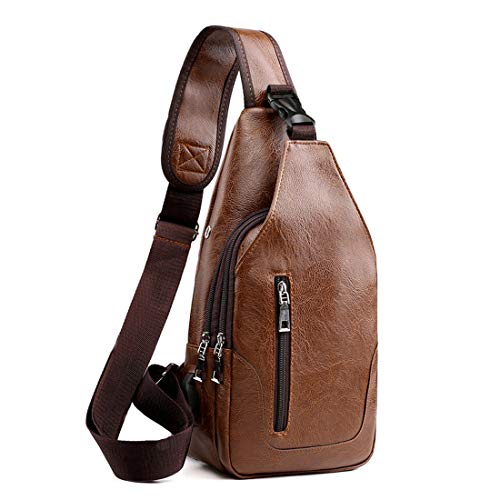 Small Leather Crossbody Sling Backpack with USB Charge Port F3466