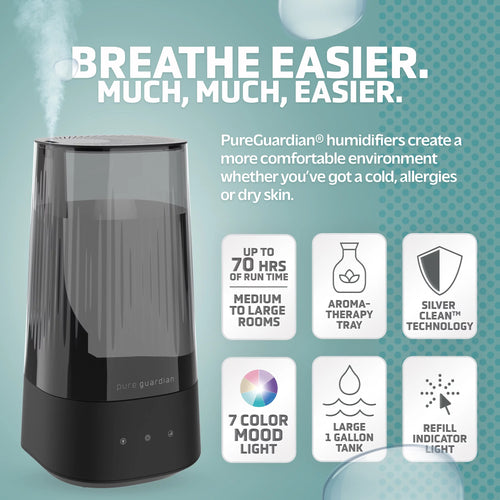 1 Gallon Ultrasonic Cool Mist Humidifier with Aroma Tray M710641