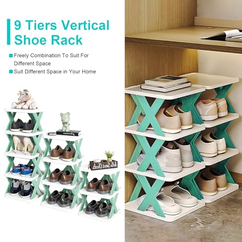 9 Tiers Narrow Blue Shoe Rack I600