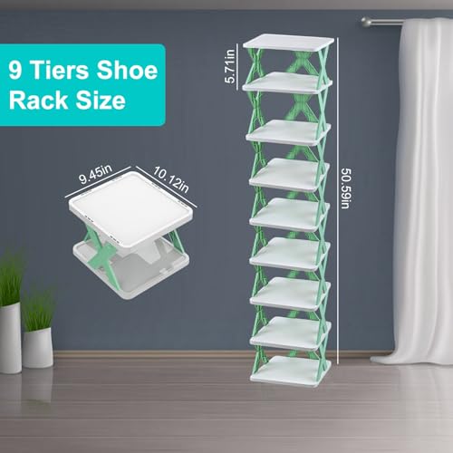 9 Tiers Narrow Blue Shoe Rack I600