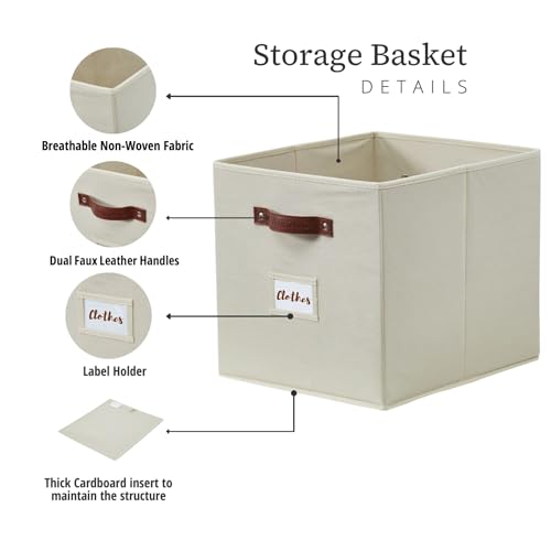 11" 6pcs Texture Grey Fabric Storage Bins J19139