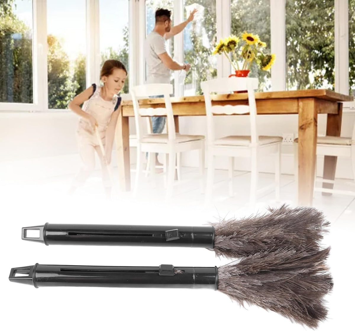 Ostrich Feather Duster Retractable Extendable Handheld G15975