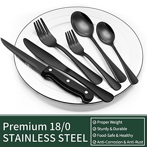 24-Piece Stainless Steel Flatware Set with Steak Knives G8371