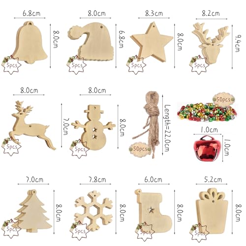 50pcs Unfinished Wood Slice Christmas Ornaments V814
