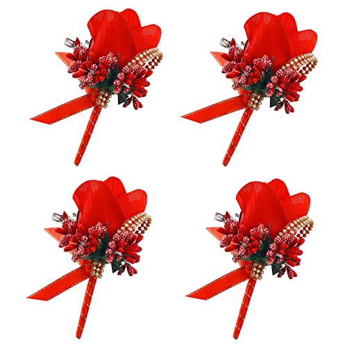 4 Packs White Wrist Corsage N763