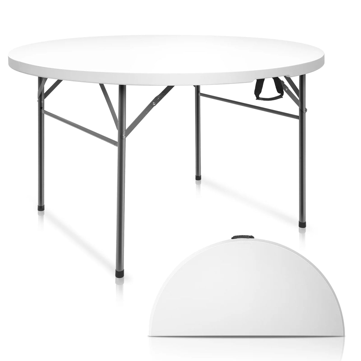 48 Round White Granite Bi-Folding Portable Plastic Table T71163