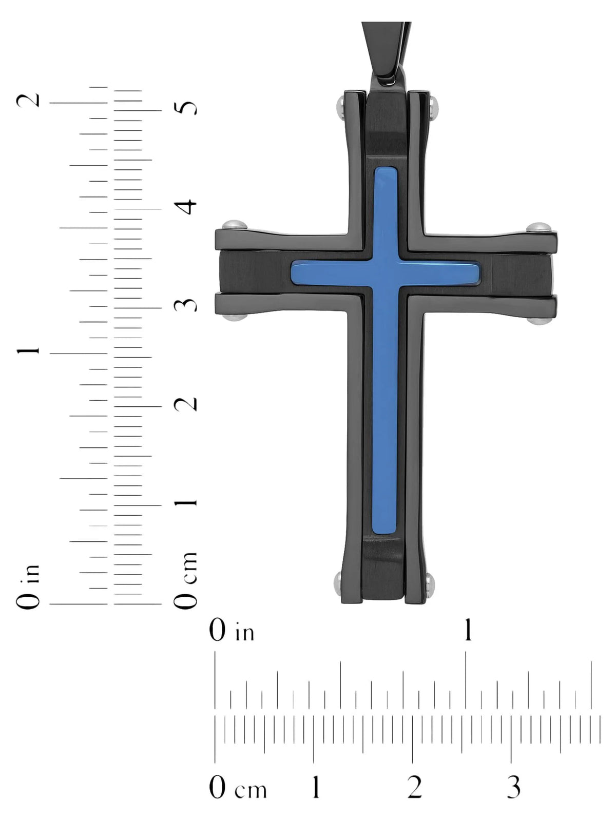 Black and Blue Stainless Steel Cross Pendant Necklace G487