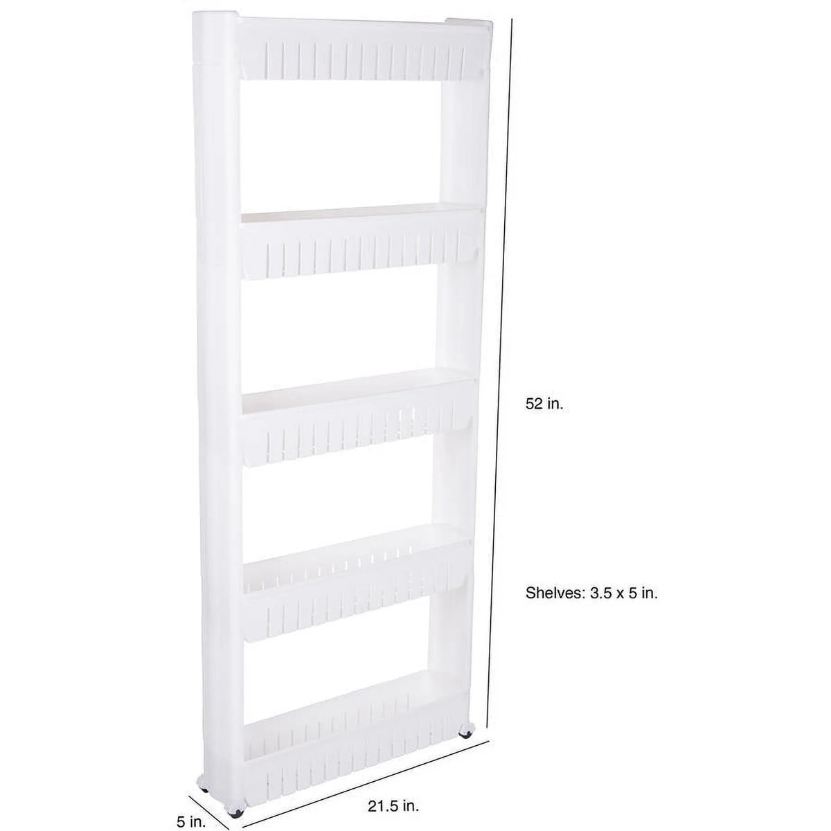 5-Tier White Plastic Rolling Pantry Storage Cart M71322