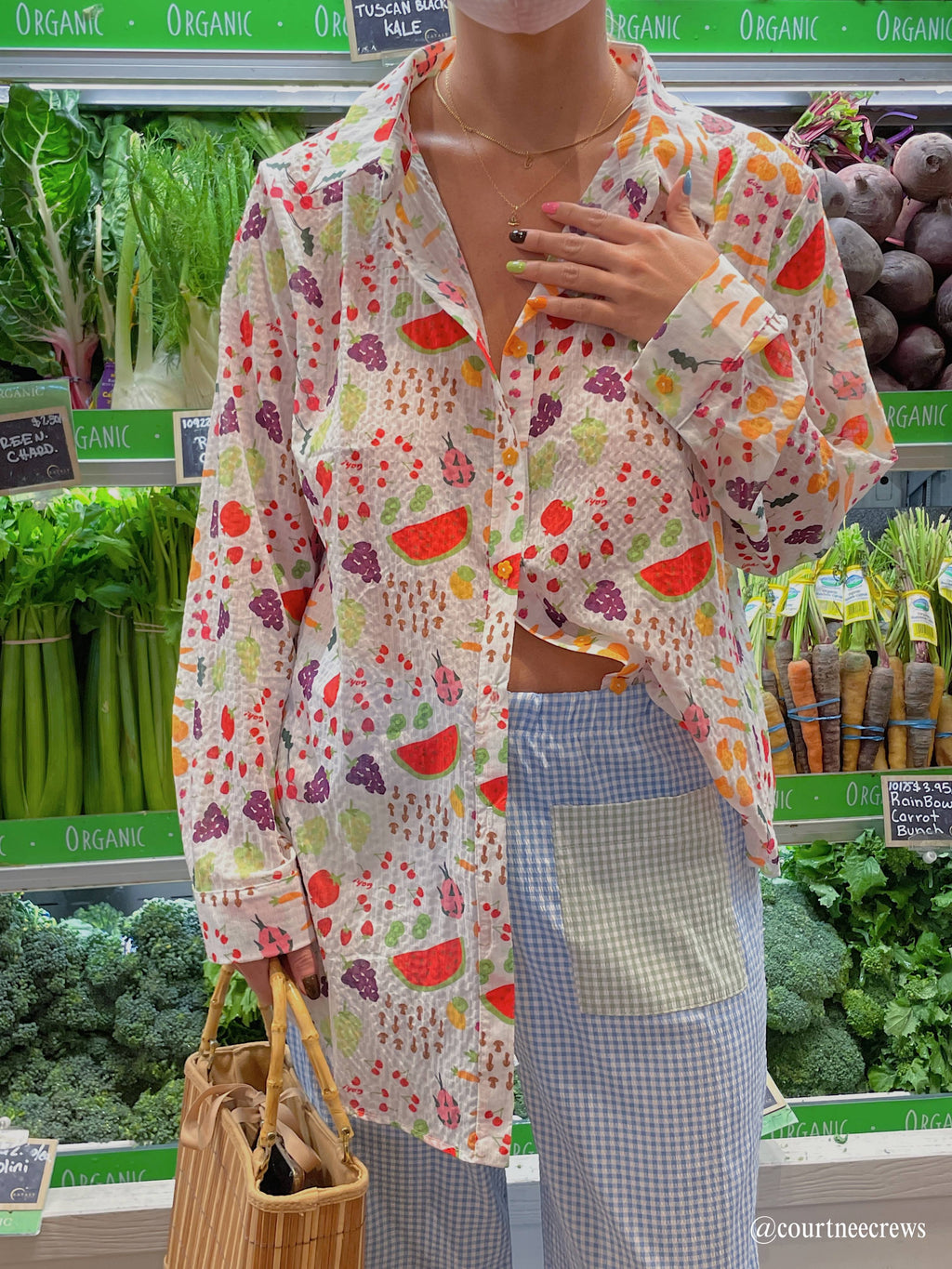 Farmers Market White Button Down Z673