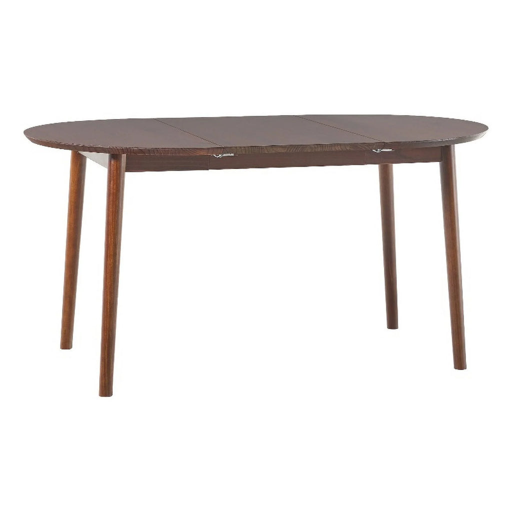 Oval Solid Wood Dining Table with Removable Leaf in Walnut T447