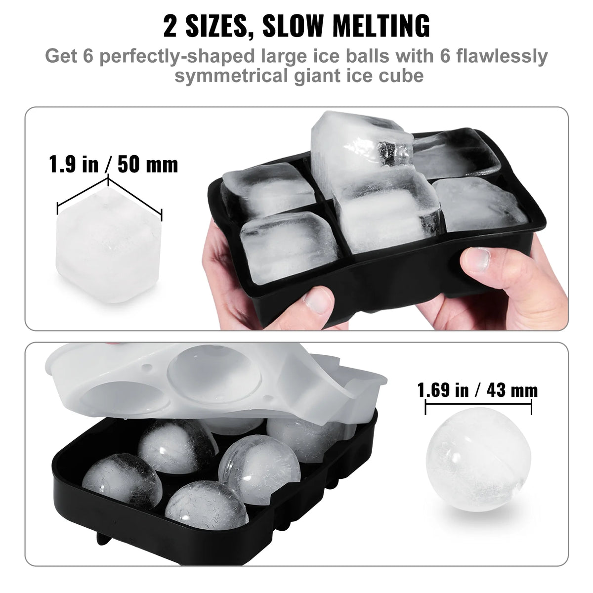 Silicone Ice Cube Tray with Lid 2 Packs Q180
